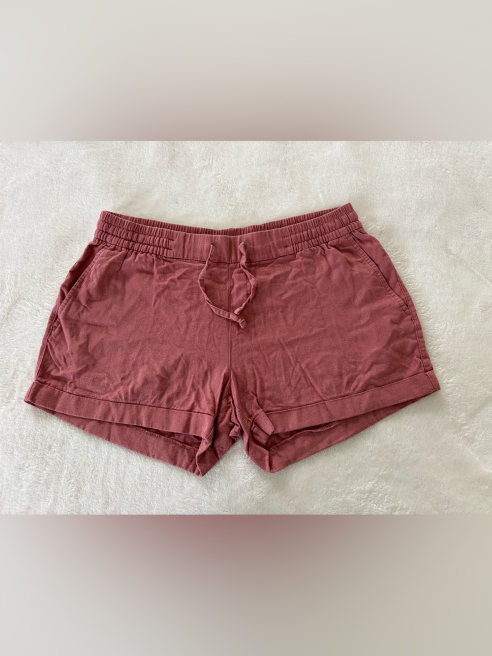 Old Navy Dusty Rose Linen Lounge Shorts with Drawstring
